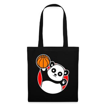 Basketball Spieler Panda Basketballer - Stoffbeutel - Schwarz - Vorne