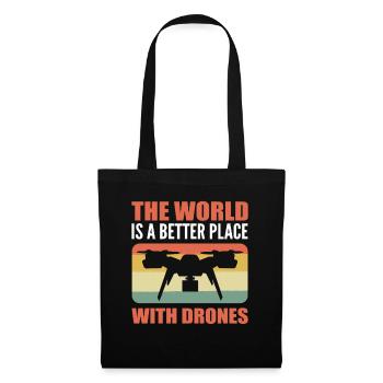 The World Is a Better Place With Drones RC Drone - Stoffbeutel - Schwarz - Vorne