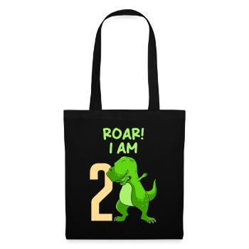 2 ans Jeune Dino 2ème anniversaire - Sac en tissu - noir - Devant