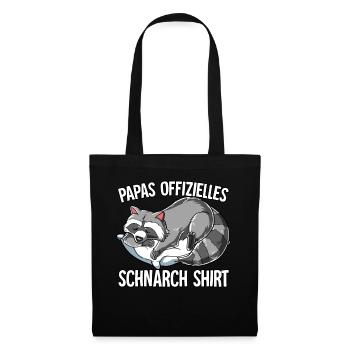 Papas Offizielles Schnarch Shirt Papa Schnarchen - Stoffbeutel - Schwarz - Vorne