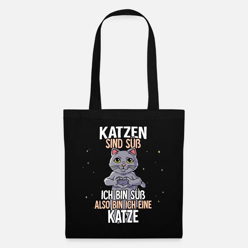 Katzen Sind Süß Katze - Stoffbeutel - Schwarz