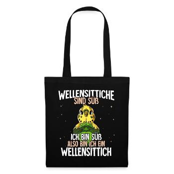 Wellensittiche Sind Süß Wellensittich - Stoffbeutel - Schwarz - Vorne