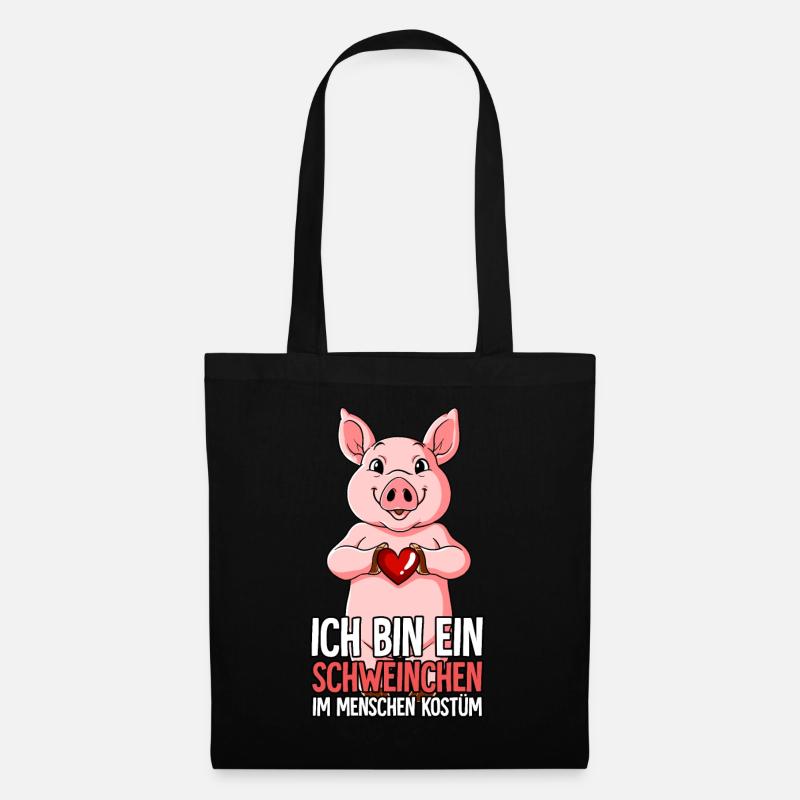 Ich Bin Ein Schweinchen Schwein - Stoffbeutel - Schwarz