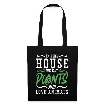 Veganism In This House We Eat No Meat Vegan Lover - Tote Bag - black - Front