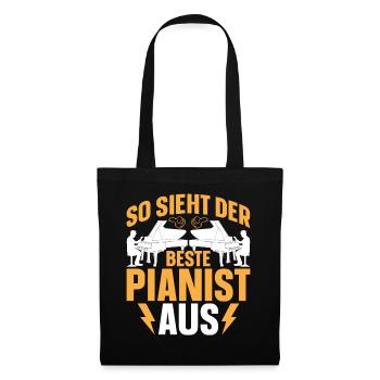 Klavierspieler Pianist - So sieht der Beste Pianis - Stoffbeutel - Schwarz - Vorne