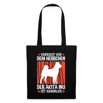 Vorsicht vor dem Herrchen Akita Inu - Stoffbeutel - Schwarz - Vorne