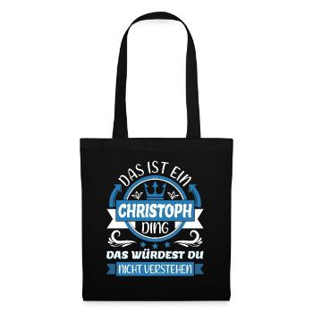Christoph Name Vorname Namenstag Namensgeschenk - Stoffbeutel - Schwarz - Vorne