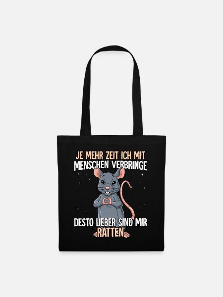 Ratte - Stoffbeutel - Schwarz