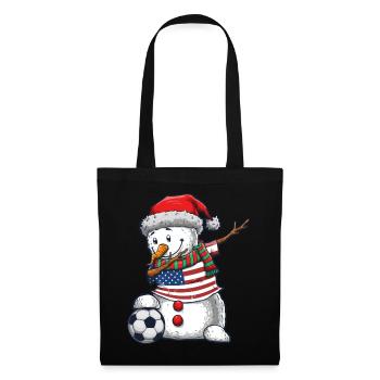 Soccer Boy Dabbing Snowman Weihnachtstrikot - Stoffbeutel - Schwarz - Vorne