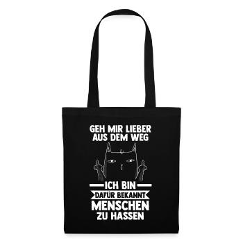 Geh Mir Lieber Aus Dem Weg Ich Hasse Menschen Hund - Stoffbeutel - Schwarz - Vorne