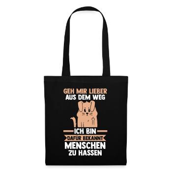Geh Mir Lieber Aus Dem Weg Ich Hasse Menschen - Stoffbeutel - Schwarz - Vorne