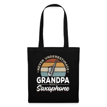 Never Underestimate Grandpa With A Saxophone - Tote Bag - black - Front