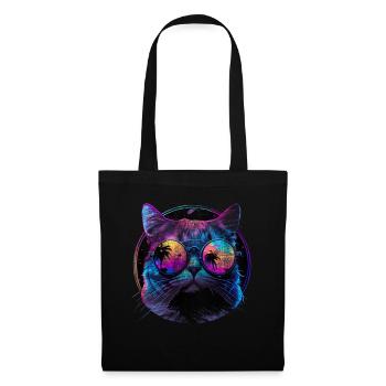 Cat sunglasses cat with glasses - Tote Bag - black - Front