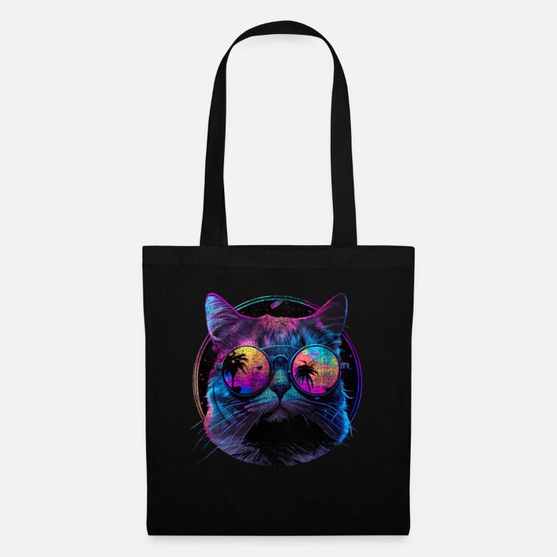 Cat sunglasses cat with glasses - Tote Bag - black