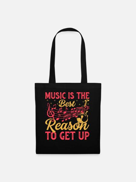 Music Is The Best Reason To Get Up - Double Bass - Stoffbeutel - Schwarz