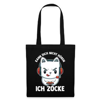 Kann Dich Nicht Hören Ich Zocke Gaming Panda - Stoffbeutel - Schwarz - Vorne