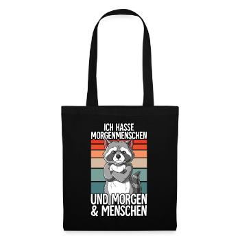 Ich Hasse Morgenmenschen Waschbär - Stoffbeutel - Schwarz - Vorne