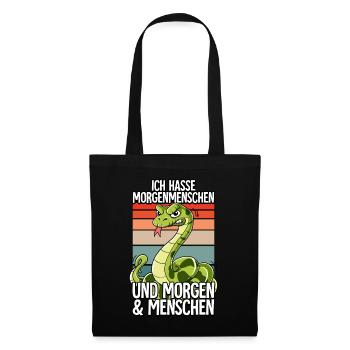 Ich Hasse Morgenmenschen Schlange - Stoffbeutel - Schwarz - Vorne