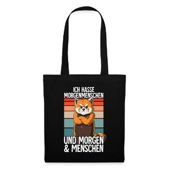 Ich Hasse Morgenmenschen Roter Panda - Stoffbeutel - Schwarz - Vorne