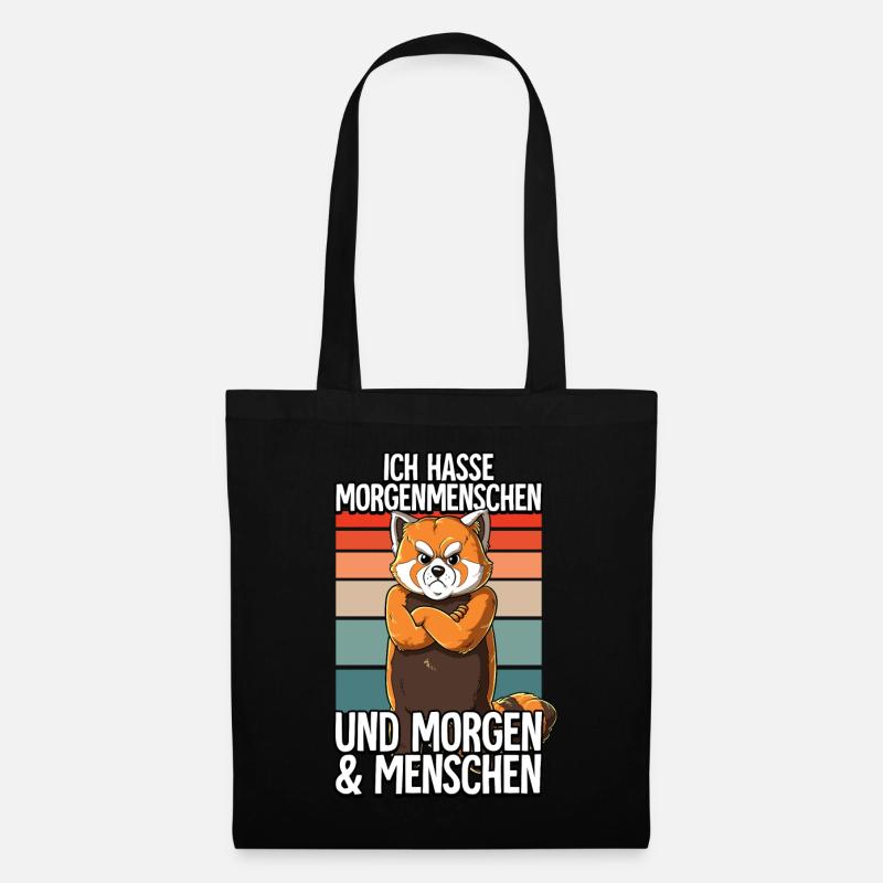 Ich Hasse Morgenmenschen Roter Panda - Stoffbeutel - Schwarz