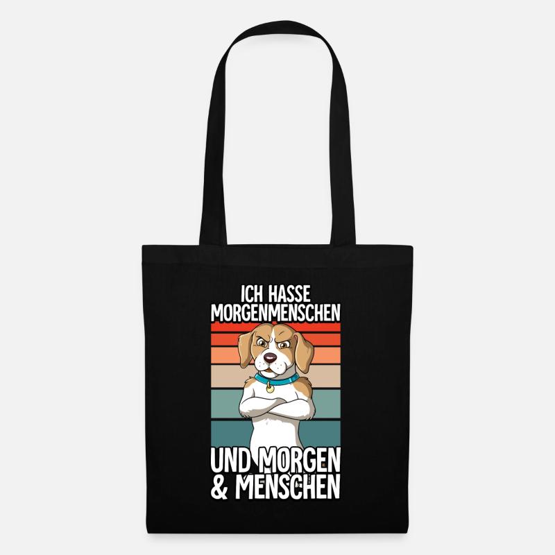 Ich Hasse Morgenmenschen Hund - Stoffbeutel - Schwarz