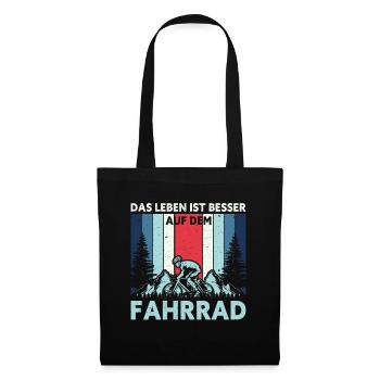 Das Leben Ist Besser Auf Dem Fahrrad Lustiges - Stoffbeutel - Schwarz - Vorne