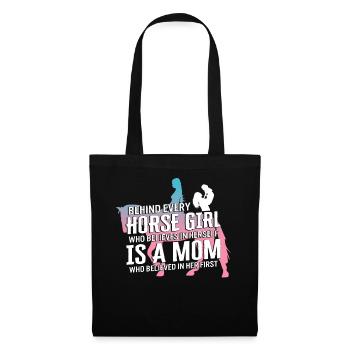 Chemise de cheval, derrière chaque tee-shirt de fille de cheval, cheval - Sac en tissu - noir - Devant
