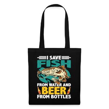 Je sauve le poisson de l’eau et la bière des bouteilles - Sac en tissu - noir - Devant