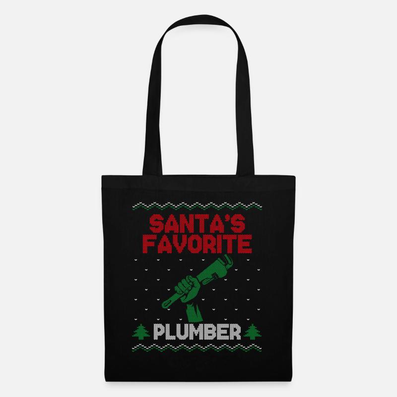 Plumbing Plumber Christmas Ugly - Stoffbeutel - Schwarz
