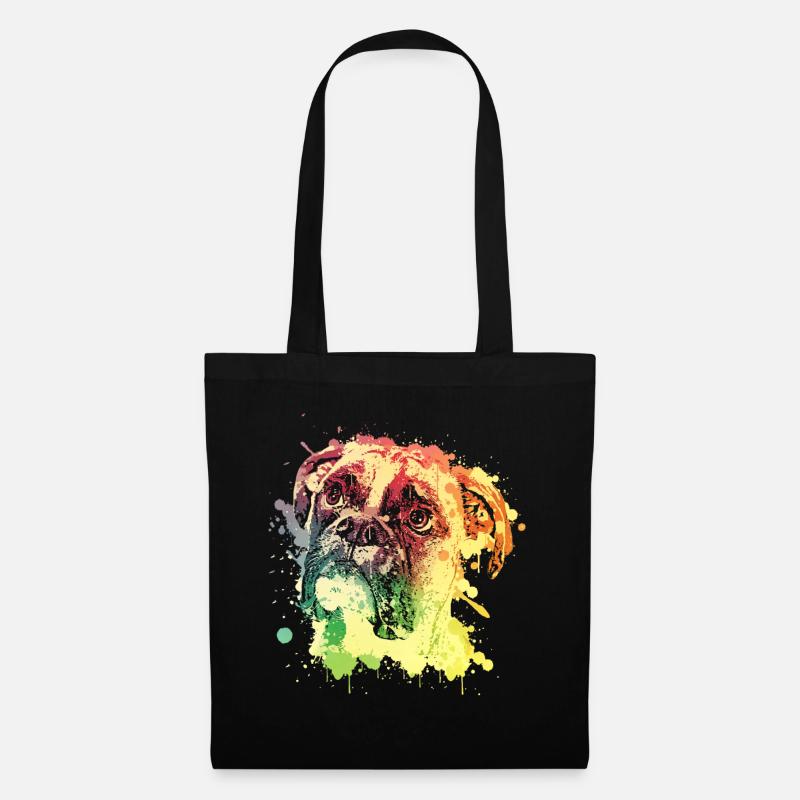 Boxer Hund Bunt - Stoffbeutel - Schwarz
