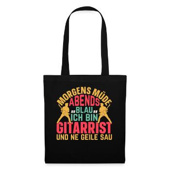 Morgens Müde Abends Blau Ich bin Gitarrist Gitarr - Stoffbeutel - Schwarz - Vorne
