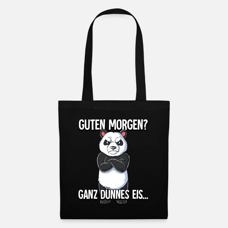 Guten Morgen Ganz Dünnes Eis Panda - Stoffbeutel - Schwarz
