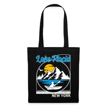 Lake Shirt, Lake Placid New York Kayak Retro Tee, - Tote Bag - black - Front