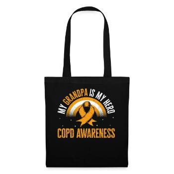 COPD Awareness Shirt, mein Opa ist mein Held - Stoffbeutel - Schwarz - Vorne