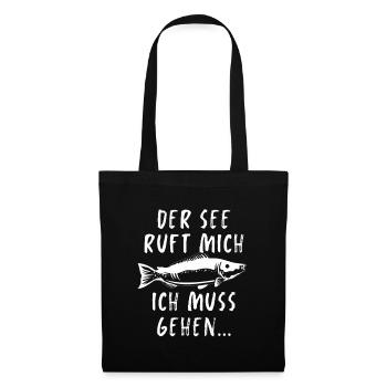 Angeln Geschenk Fischer Angler Petri Heil Rute - Stoffbeutel - Schwarz - Vorne