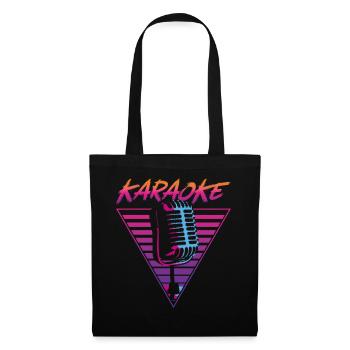 Karaoke Singer Retro 80s 90s - Stoffbeutel - Schwarz - Vorne