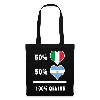 Argentinien und Italien 100% geniale Flaggen - Stoffbeutel - Schwarz - Vorne