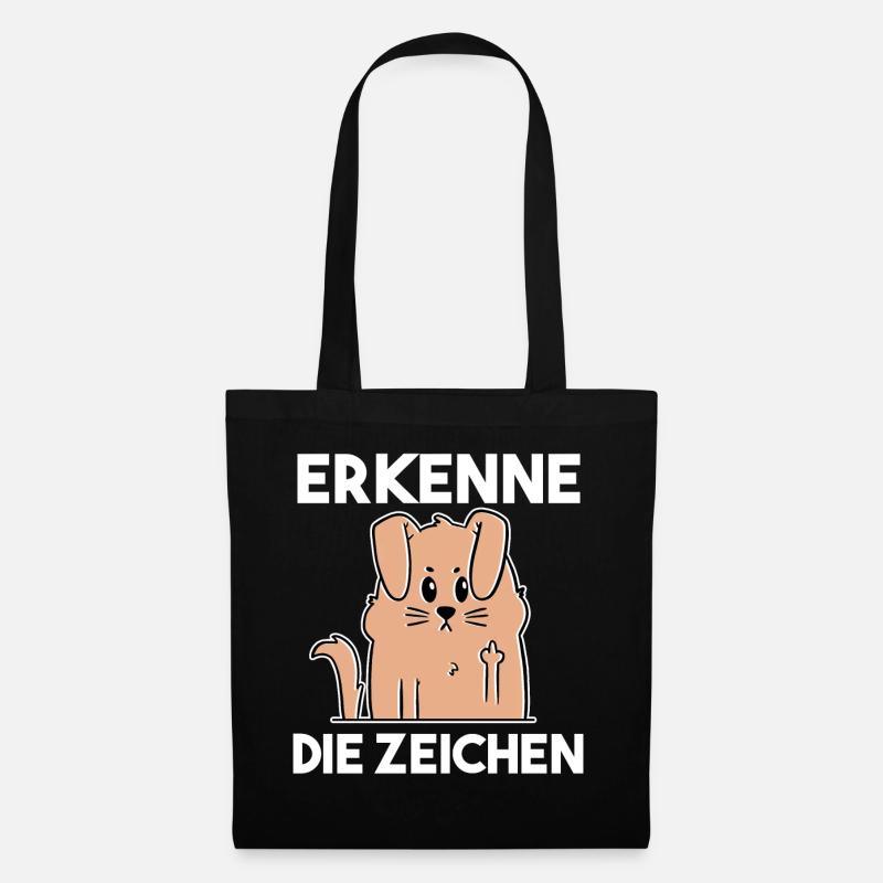Erkenne Die Zeichen Mittelfinger Hund - Stoffbeutel - Schwarz