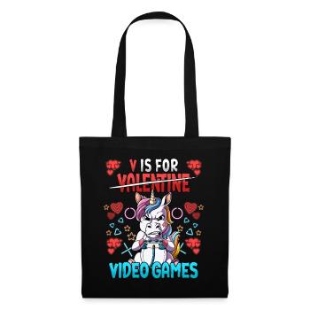 V est pour les jeux vidéo Valentine’s Day Gamer - Sac en tissu - noir - Devant