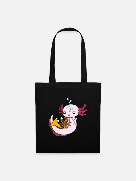 Axolotl Waldhorn Orchester Musik Kinder Waldhorn - Stoffbeutel - Schwarz
