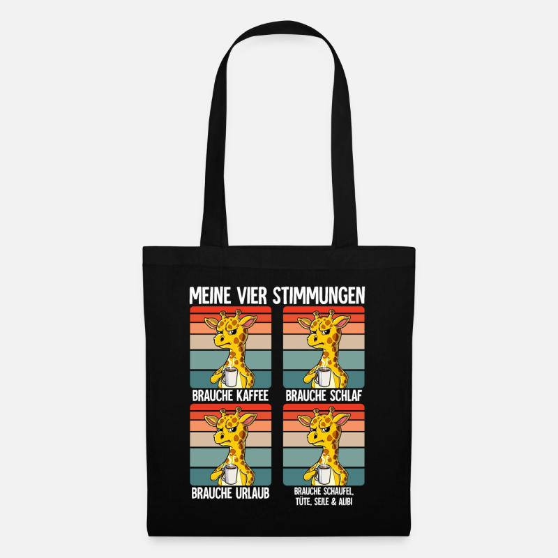 Meine 4 Stimmungen Kaffee Giraffe - Stoffbeutel - Schwarz