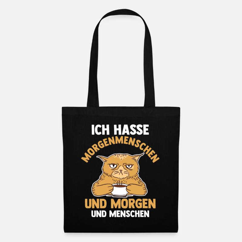 Ich Hasse Morgenmenschen Und Morgen Und Menschen K - Stoffbeutel - Schwarz