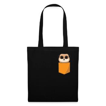 Suricate drôle dans la poche de poitrine Imprimer Cadeau - Sac en tissu - noir - Devant