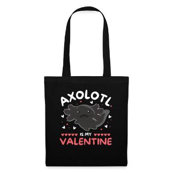 Axolotl zum Valentinstag süße Tiere mit Herzen - Stoffbeutel - Schwarz - Vorne