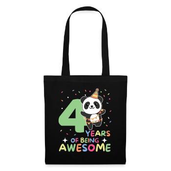 Panda for 4th birthday children four years old - Tote Bag - black - Front