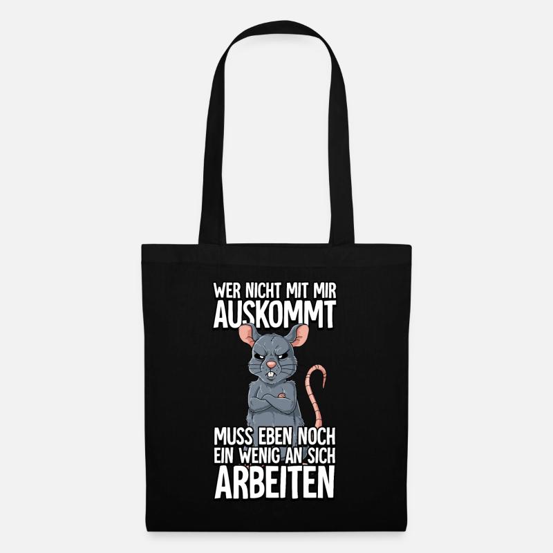Ratte Wer Nicht Mit Mir Auskommt - Stoffbeutel - Schwarz