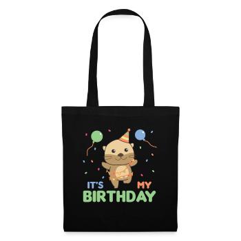 Loutre pour l’anniversaire des enfants c’est mon anniversaire - Sac en tissu - noir - Devant