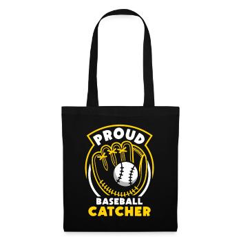 Stolzer Baseball Fänger Hobby Spieler Catcher - Stoffbeutel - Schwarz - Vorne