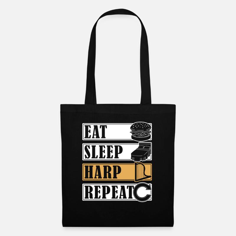 Manger Sommeil Harpe Répéter Harfe - Sac en tissu - noir