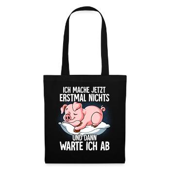 Langschläfer Schwein Müde Schlaf - Stoffbeutel - Schwarz - Vorne